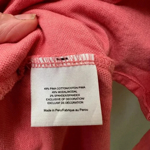 Tory Burch ruffle button long sleeve top Romilly pink coral salmon medium - Picture 9 of 13